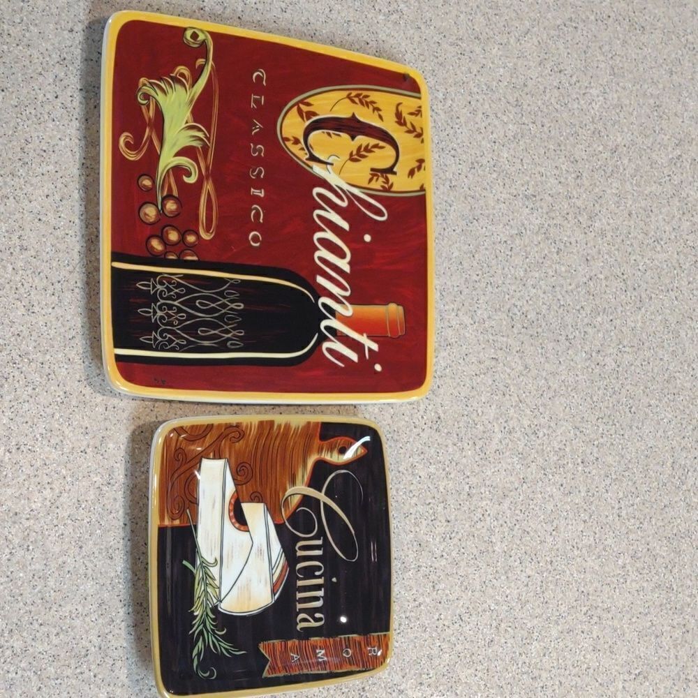 👍 Pier 1 Italian Flair Cucina small dish and Larger Chianti plate. C2